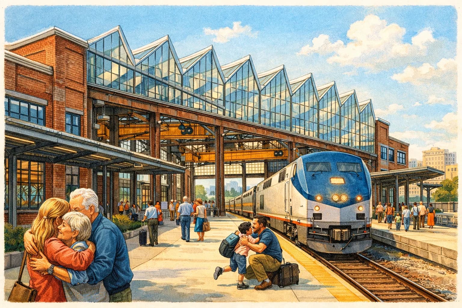 Amtrak — family can visit near UNC Health Rex